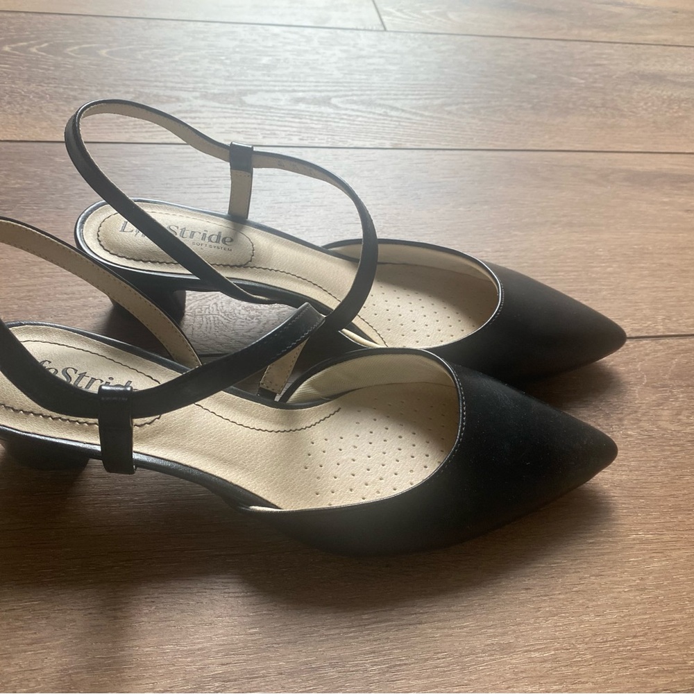 Life Stride Black Slingback Heels with Pointed Toe - Picture 9 of 9